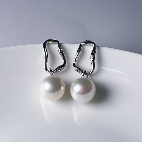 Power Edison Pearl Drop Earrings in Sterling Silver